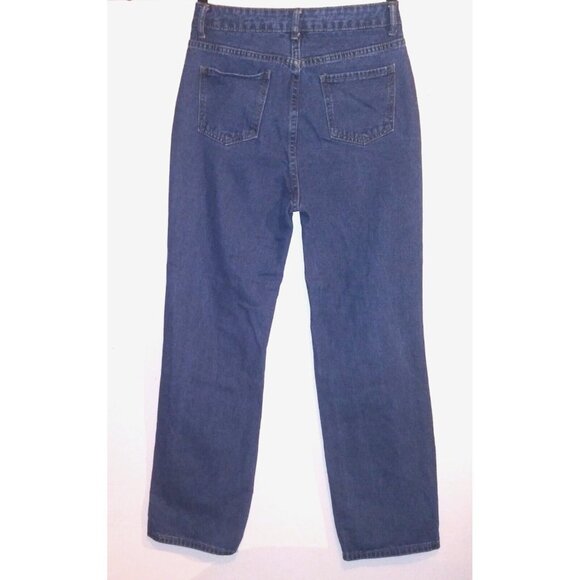 Women jeans straight leg SUNFLOWER PAINTED Sz M distressed floral high rise EUC - Picture 4 of 7